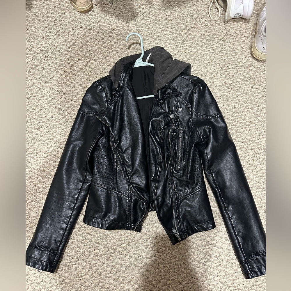 Free People Black Faux Leather Jacket